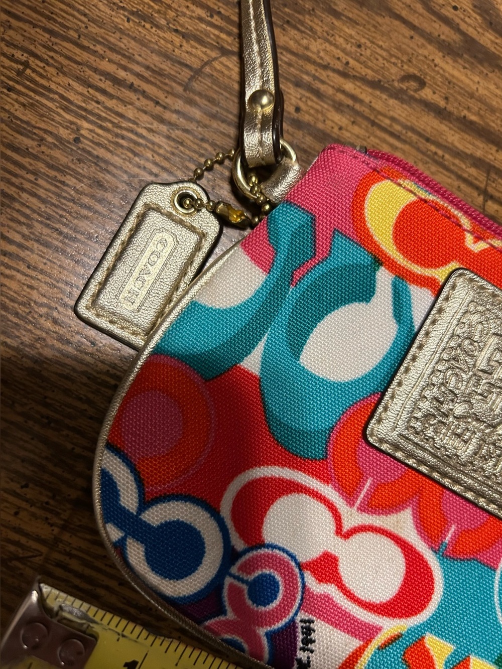 Coach Poppy Multicolor Graphic Wristlet with Gold - Picture 3 of 5